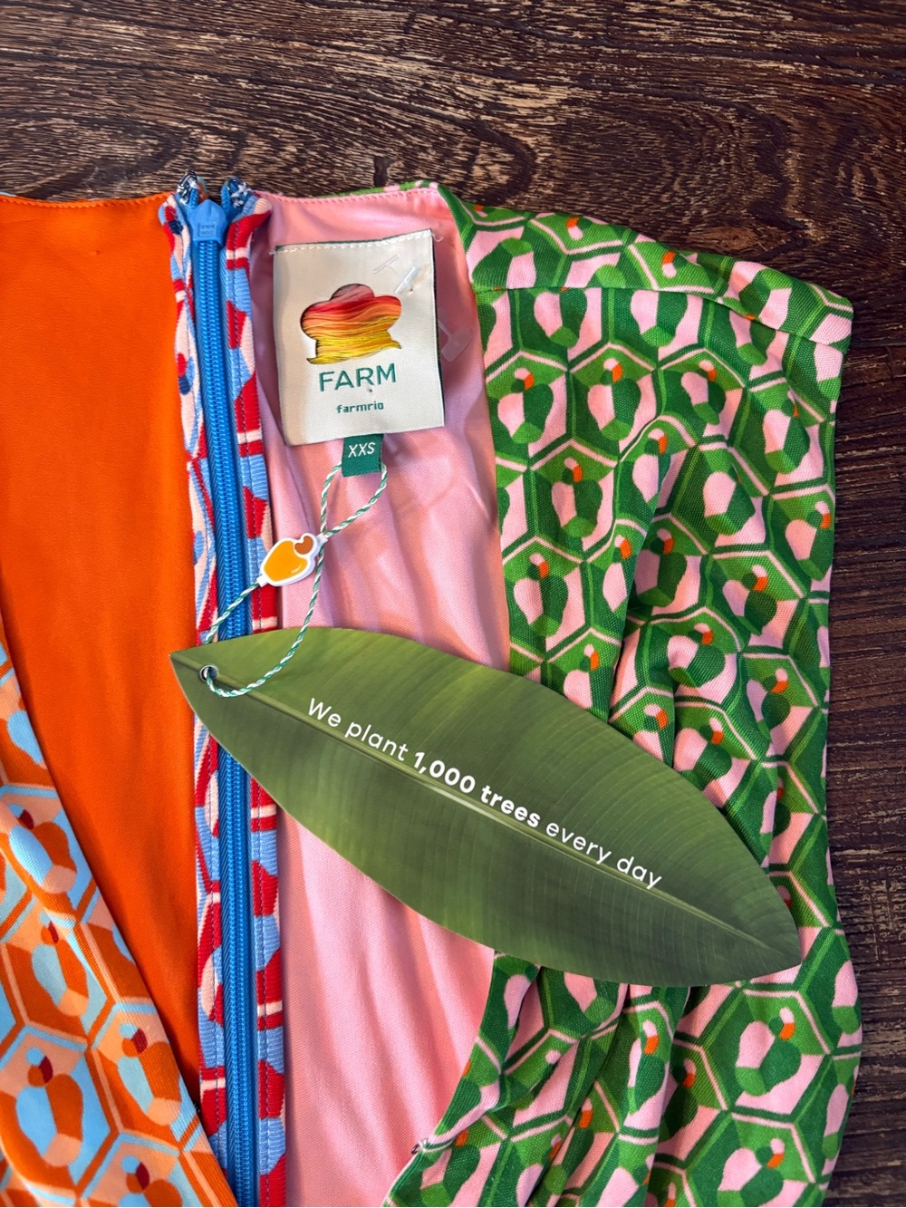 FARM Rio Cashew Mix Knot Maxi Dress Womens XXS Multicolored NWT Plunging V-Neck - Picture 9 of 12